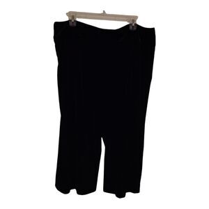 Adrianna Papell Women's Cropped Pants Black Faux Velvet Stretch Wide Leg Sz 14W